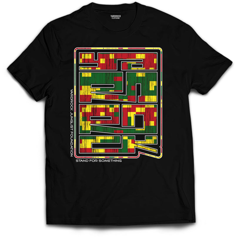 Black Yardrock Junglist Block Rock Old Skool T Shirt