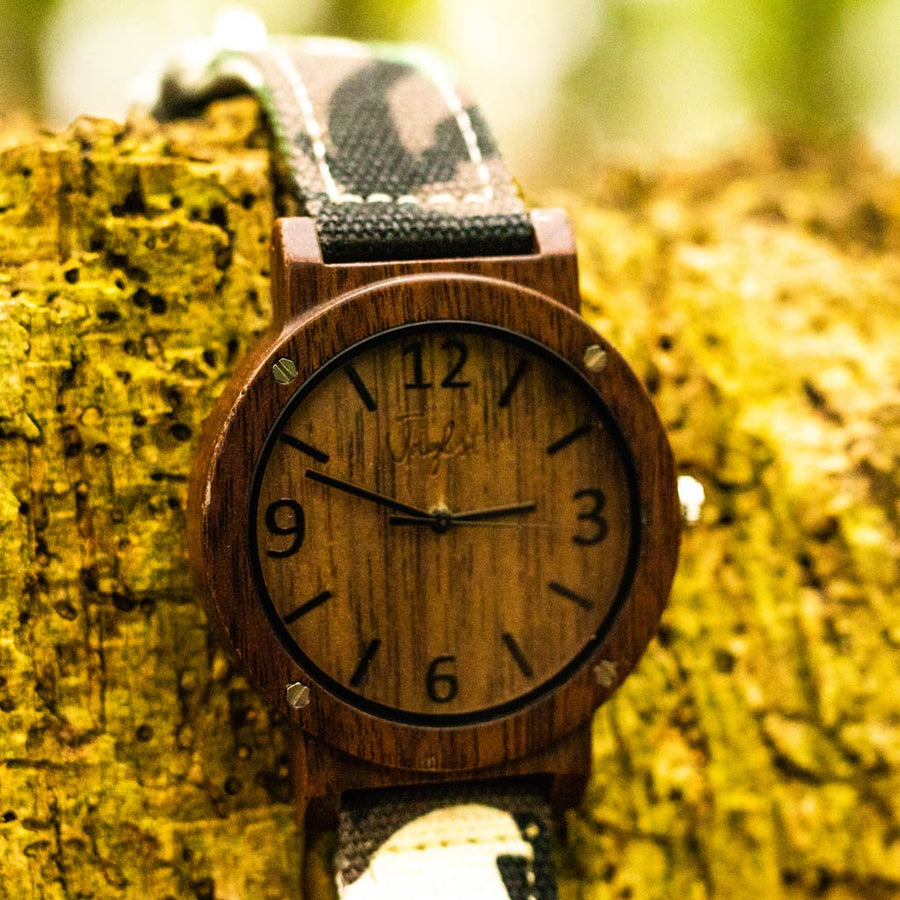 Bamboo Watch with Camo Strap