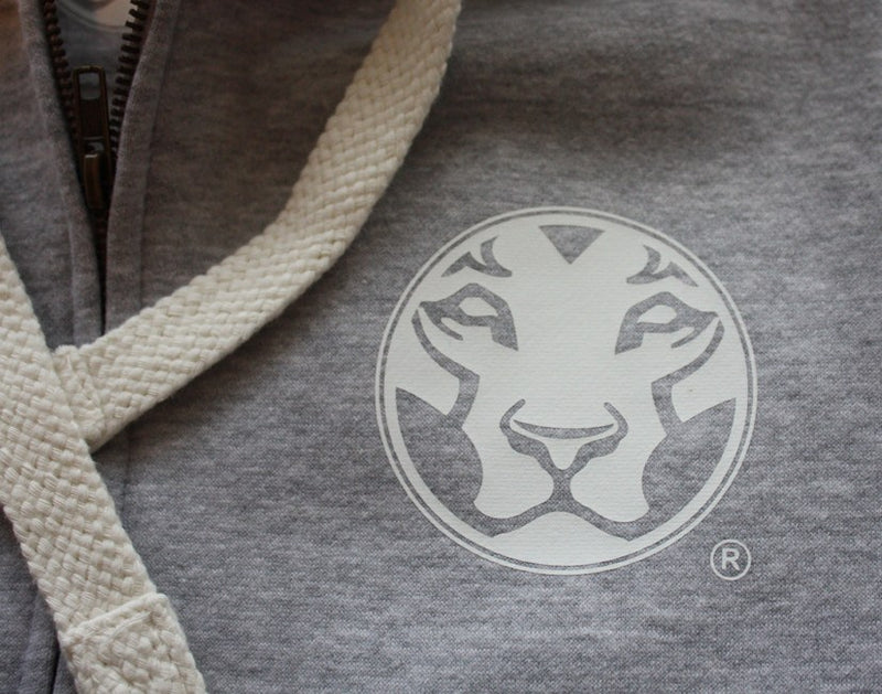 Yardrock Grey Zip Hoody Close up of Logo