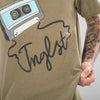 Mixtape Jnglst Design on a light brown tee