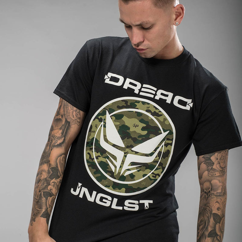 Dread Recordings Black T-Shirt with front Camo Print