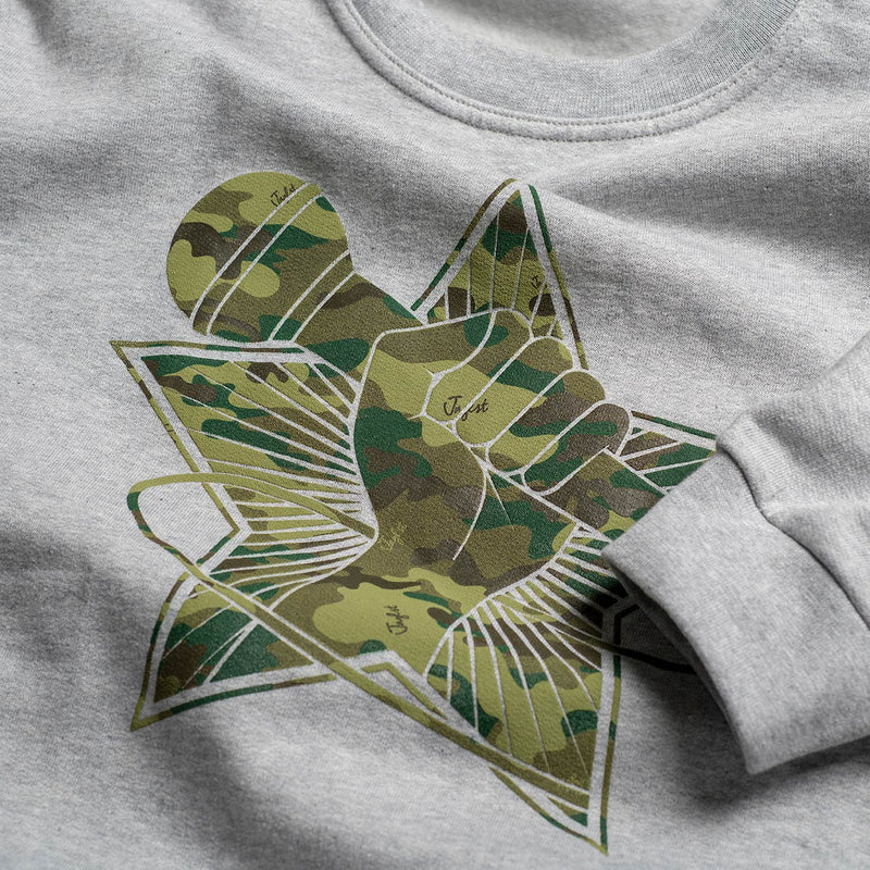 Close up of Camo Print Junglist Revolution Sweatshirt