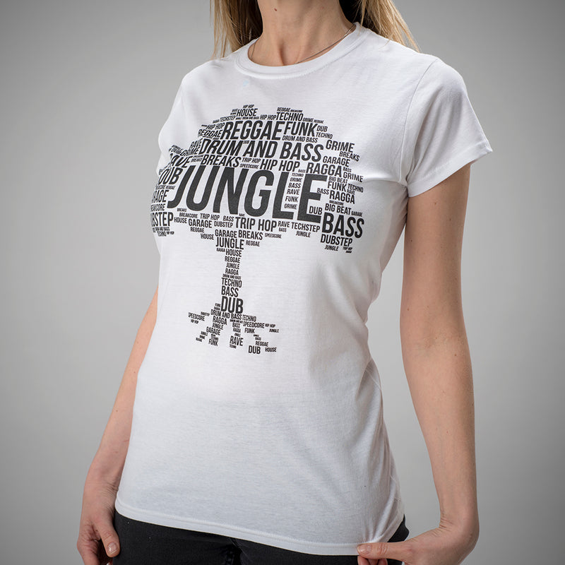 Model Wearing Junglist White Roots Tee for Women