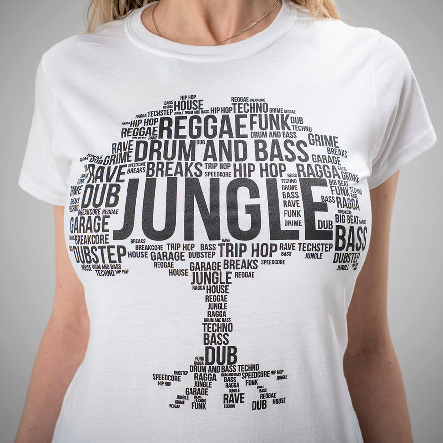 Model Wearing Junglist White Roots Tee for Women