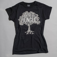 Black Womens Junglist Network Jungle Roots Tee