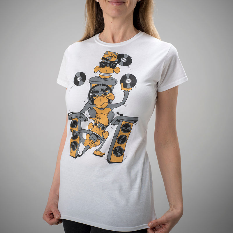 3 Monkeys White Womens Junglist Tee