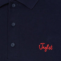 Navy Jnglst polo close up