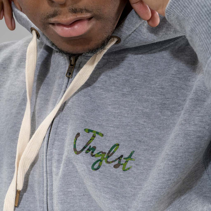 Junglist Camo Hoodie and drawstring Close up